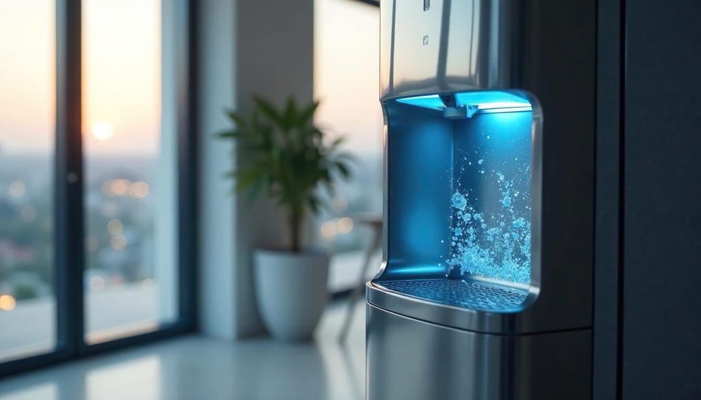 Bottleless water cooler in office building