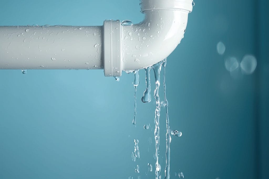 Pipe leak in home basement detected from leak detection system